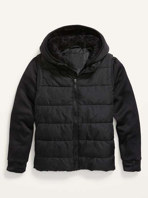 View large product image 1 of 2. Hooded Hybrid Zip-Front Jacket For Boys