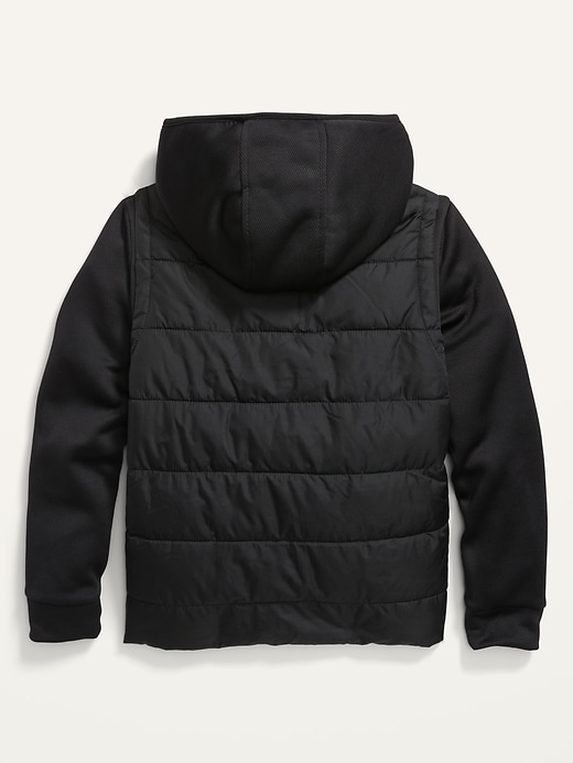 View large product image 2 of 2. Hooded Hybrid Zip-Front Jacket For Boys