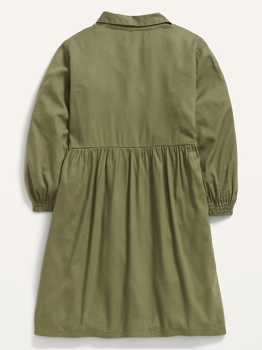View large product image 2 of 2. Twill Long-Sleeve Shirt-Dress for Girls