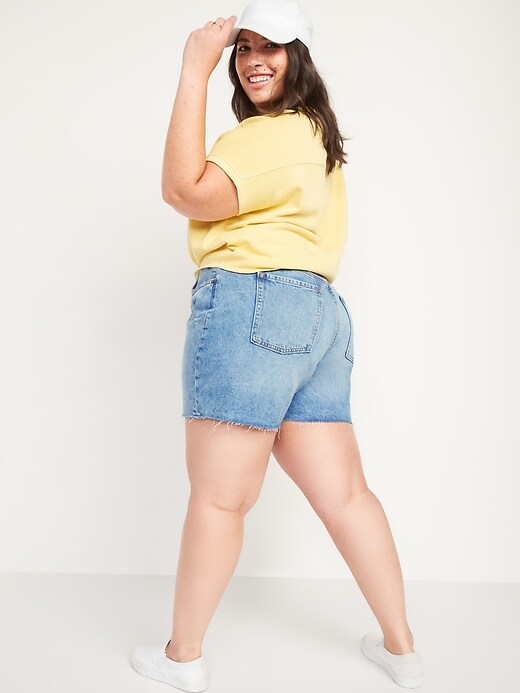 Image number 8 showing, High-Waisted Slouchy Cut-Off Jean Shorts for Women -- 5-inch inseam