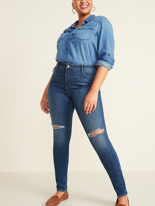 Image number 3 showing, High-Waisted Rockstar Super-Skinny Ripped Jeans for Women