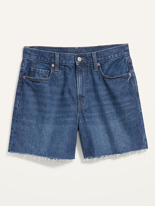 Image number 4 showing, High-Waisted Slouchy Straight Cut-off Jean Shorts For Women -- 5-inch inseam