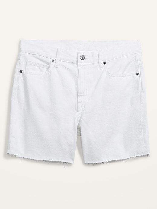 Image number 4 showing, High-Waisted Slouchy Straight White Cut-Off Jean Shorts for Women -- 5-inch inseam