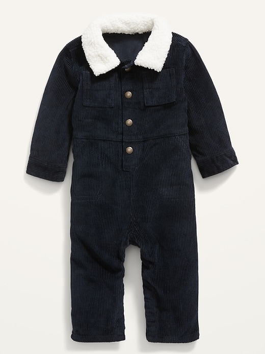 View large product image 1 of 2. Unisex Snap-Front Corduroy Utility One-Piece for Baby