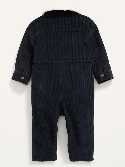 View large product image 2 of 2. Unisex Snap-Front Corduroy Utility One-Piece for Baby