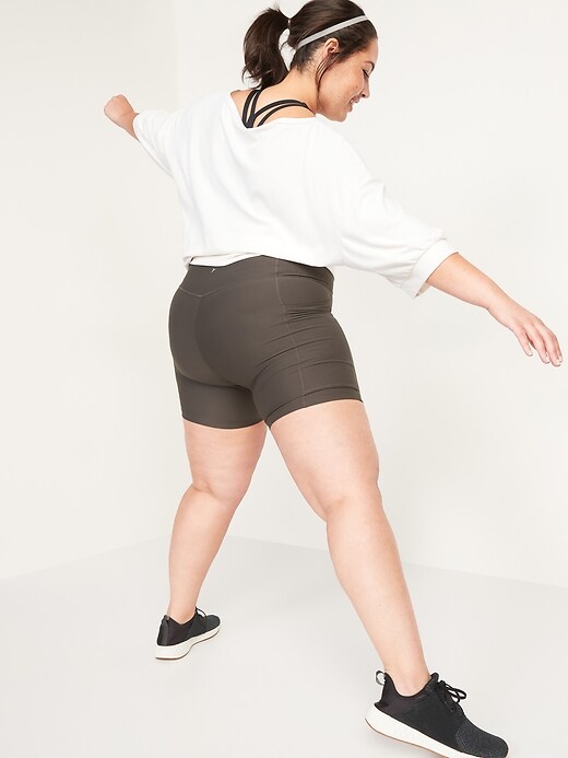 Image number 8 showing, High-Waisted PowerSoft Side-Pocket Biker Shorts for Women -- 6-inch inseam