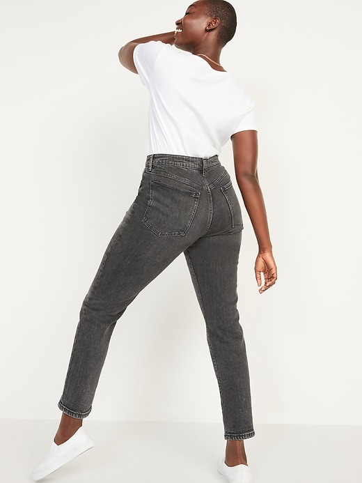 Image number 2 showing, High-Waisted O.G. Straight Ripped Black Ankle Jeans for Women