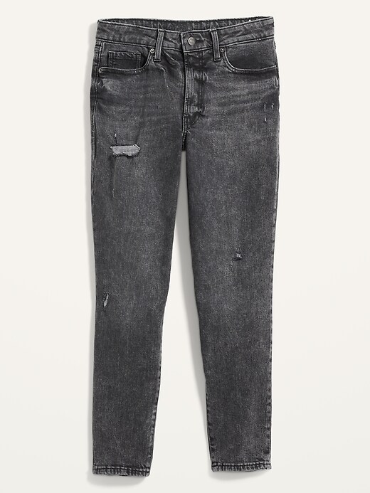 Image number 4 showing, High-Waisted O.G. Straight Ripped Black Ankle Jeans for Women
