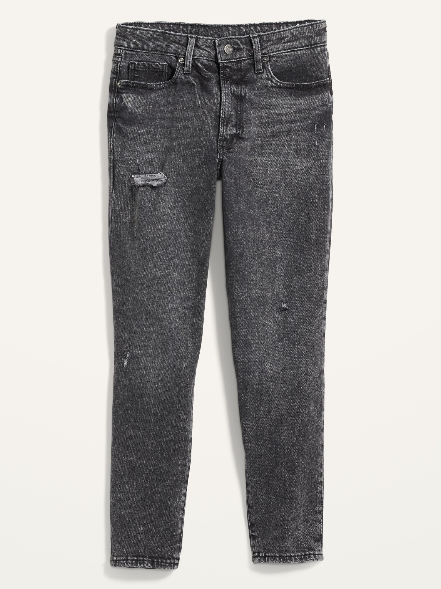High-Waisted O.G. Straight Ripped Black Ankle Jeans for Women | Old Navy