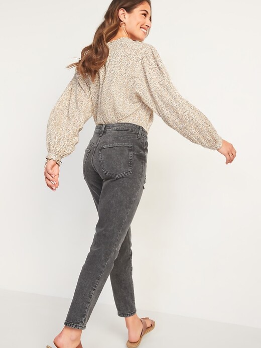 Image number 6 showing, High-Waisted O.G. Straight Ripped Black Ankle Jeans for Women