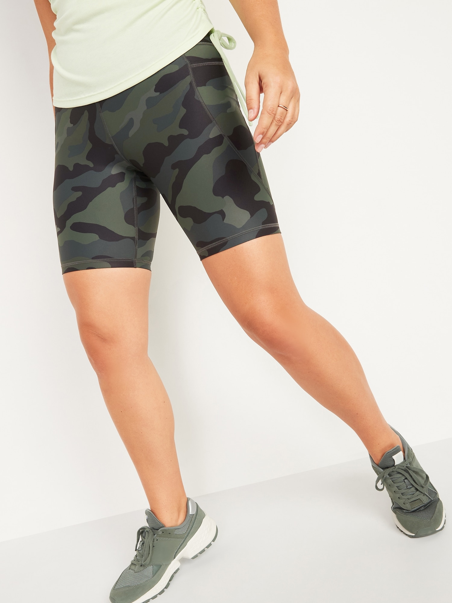 High-Waisted Powersoft Side-Pocket Biker Shorts for Women -- 8-inch inseam