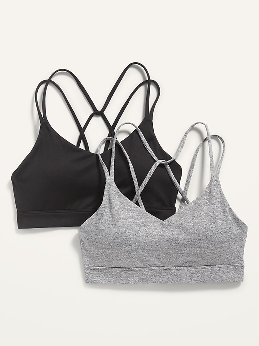 Image number 2 showing, Light Support Strappy V-Neck Sports Bra 2-Pack for Women