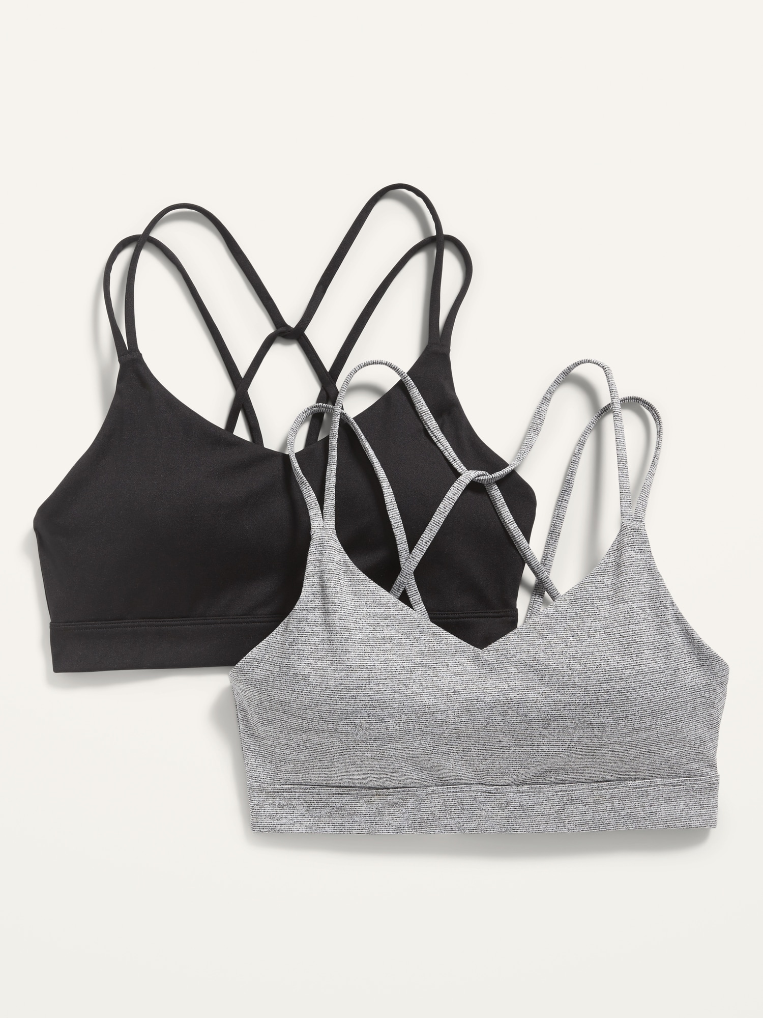 H&M+ 2-pack sports bras - Light beige/Dark grey - Ladies