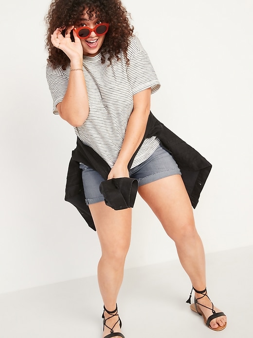 Image number 3 showing, High-Waisted O.G. Gray Cut-Off Jean Shorts for Women -- 3-inch inseam