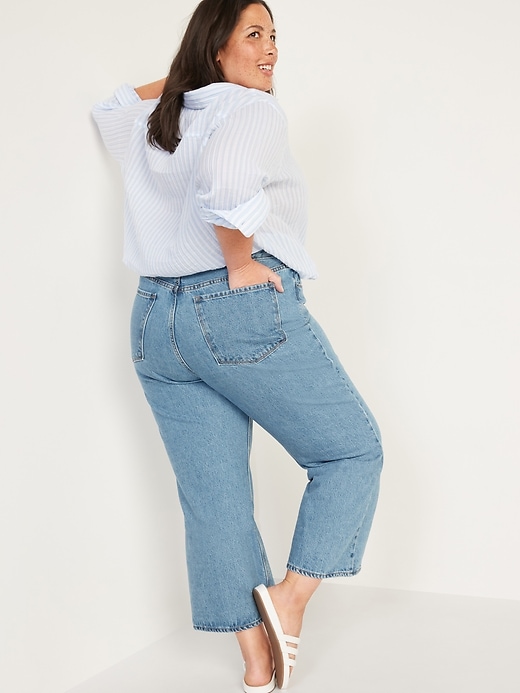 Image number 8 showing, Extra High-Waisted Wide-Leg Light-Wash Jeans