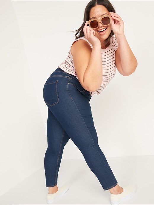 Image number 8 showing, High-Waisted Dark-Wash Super Skinny Ankle Jeans for Women