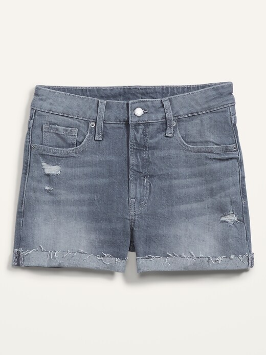 Image number 4 showing, High-Waisted O.G. Gray Cut-Off Jean Shorts for Women -- 3-inch inseam