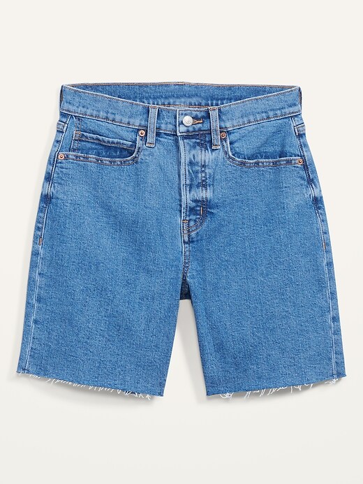Image number 4 showing, Extra High-Waisted Sky-Hi Button-Fly Cut-Off Jean Shorts -- 7-inch inseam