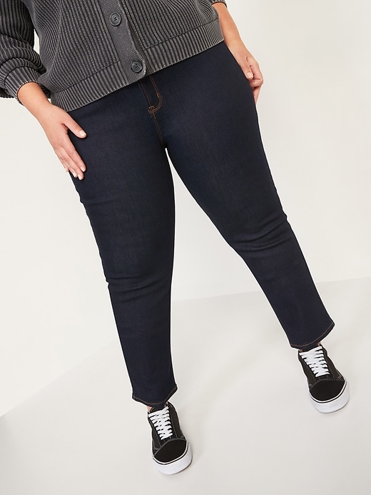 Image number 7 showing, Mid-Rise Power Slim Straight Dark-Wash Jeans for Women
