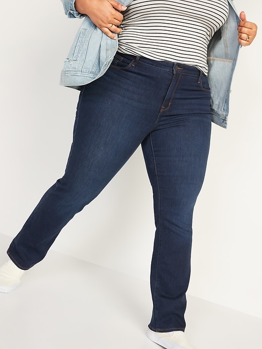 Image number 7 showing, Mid-Rise Dark-Wash Kicker Boot-Cut Jeans for Women