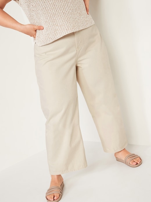 Image number 7 showing, Extra High-Waisted Ecru-Wash Wide-Leg Jeans for Women