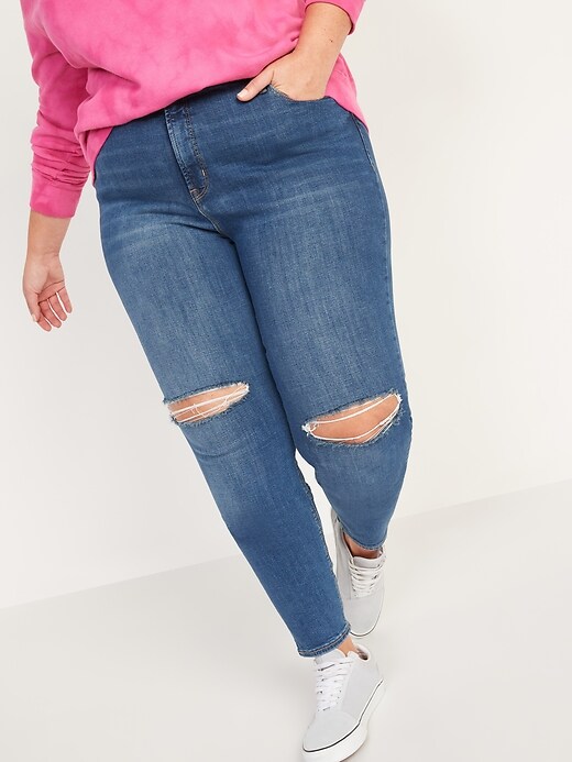 Image number 7 showing, High-Waisted Rockstar Super-Skinny Ripped Jeans for Women
