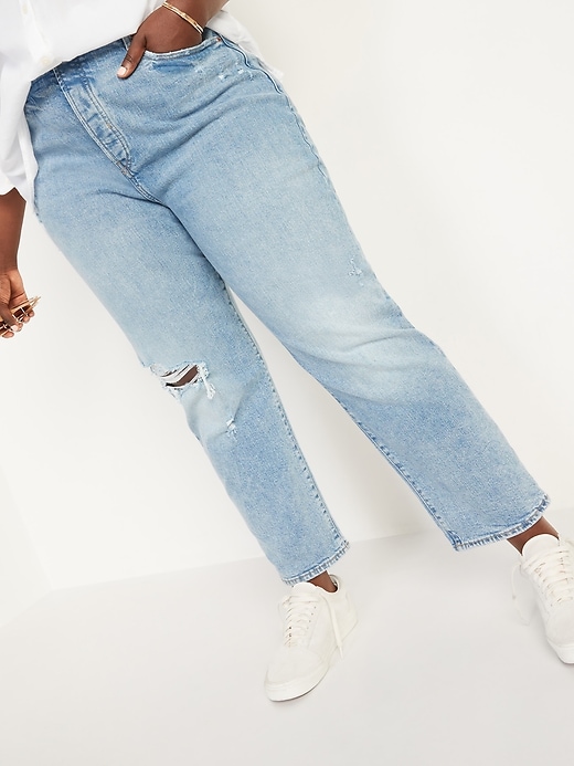 Image number 7 showing, Extra High-Waisted Sky-Hi Straight Button-Fly Ripped Jeans