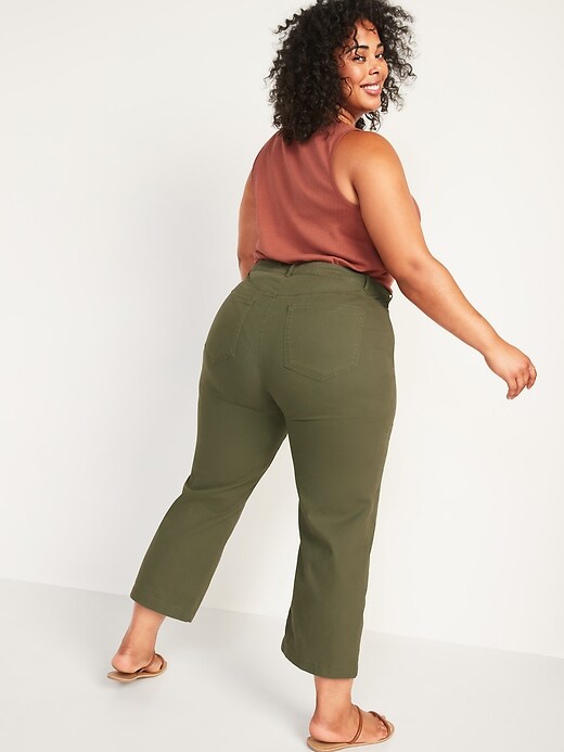 Image number 8 showing, Extra High-Waisted Canvas Wide-Leg Cropped Pants for Women