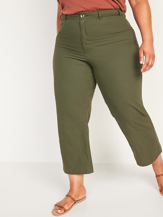 Image number 7 showing, Extra High-Waisted Canvas Wide-Leg Cropped Pants for Women