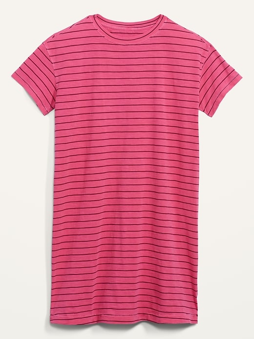 Image number 4 showing, Loose Vintage Garment-Dyed Striped T-Shirt Shift Dress for Women