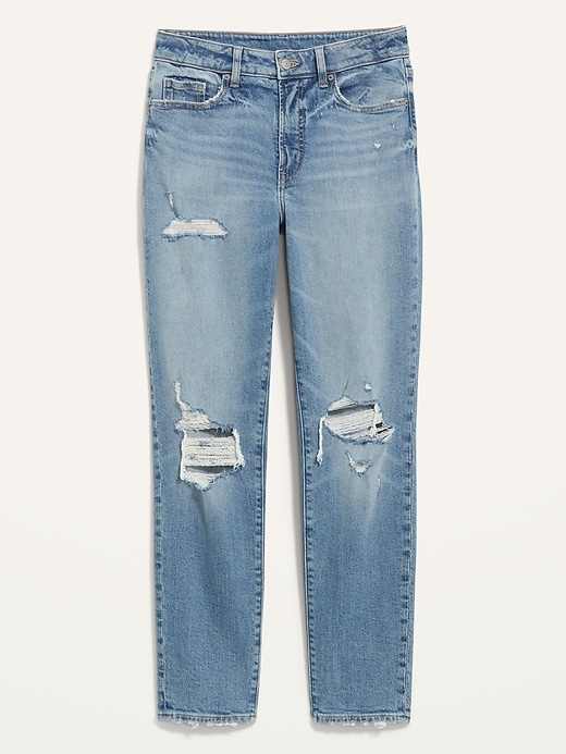 Image number 4 showing, High-Waisted O.G. Straight Light-Wash Ripped Jeans for Women