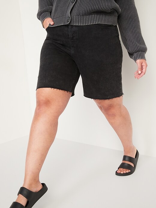 Image number 7 showing, Extra High-Waisted Sky-Hi Button-Fly Cut-Off Jean Shorts -- 7-inch inseam