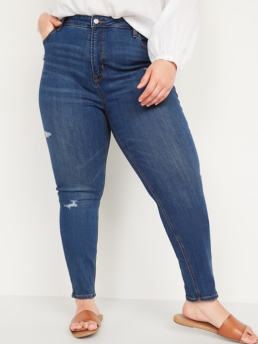 Image number 7 showing, High-Waisted Rockstar Super Skinny Ripped Jeans for Women