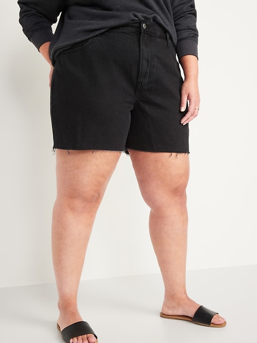 Image number 7 showing, High-Waisted Slouchy Cut-Off Black Jean Shorts for Women -- 5-inch inseam