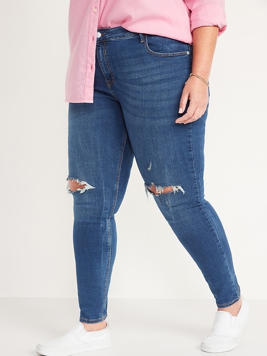 Image number 7 showing, Mid-Rise Rockstar Super-Skinny Distressed Jeans for Women