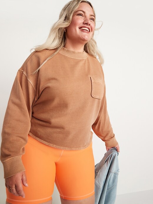 Image number 7 showing, Slouchy Mock-Neck Garment-Dyed Sweatshirt for Women