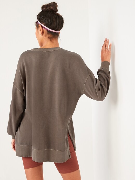 Image number 6 showing, Vintage Long-Sleeve Garment-Dyed French-Terry Tunic Sweatshirt