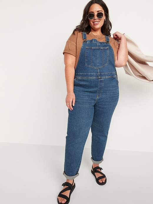 Image number 7 showing, O.G. Straight Dark-Wash Jean Overalls for Women