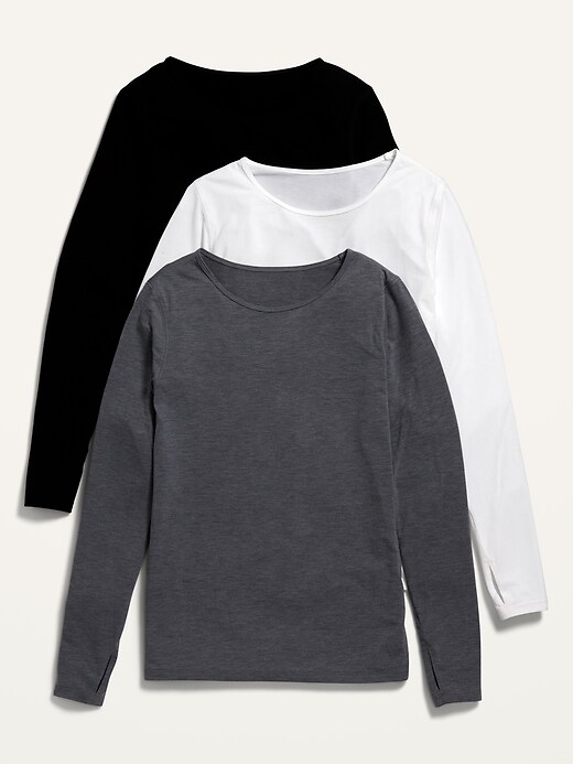 Image number 4 showing, UltraLite Long-Sleeve Boat-Neck T-Shirt 3-Pack