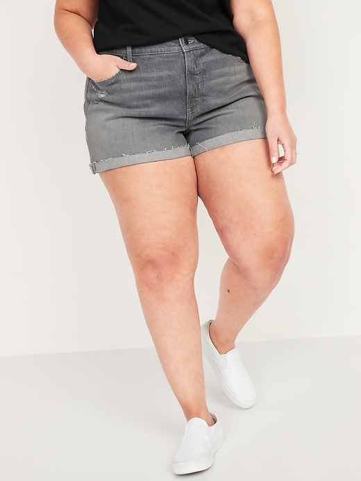 Image number 7 showing, High-Waisted O.G. Gray Cut-Off Jean Shorts for Women -- 3-inch inseam