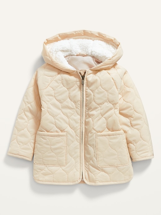 View large product image 1 of 1. Hooded Quilted Jacket for Toddler Girls