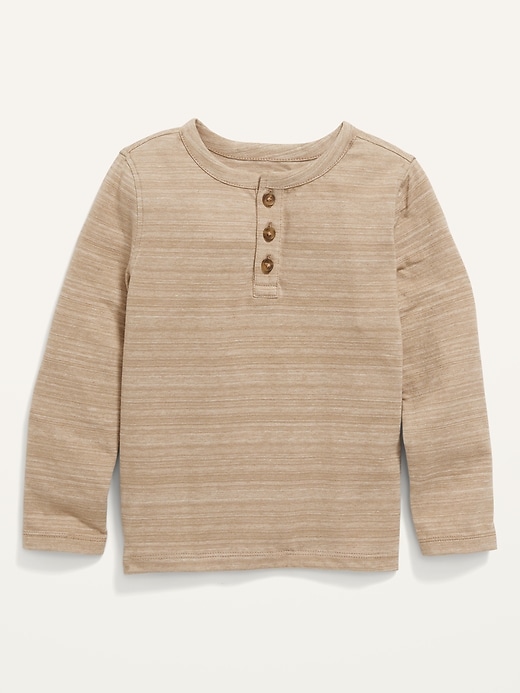 View large product image 1 of 2. Unisex Slub-Knit Long-Sleeve Henley T-Shirt for Toddler
