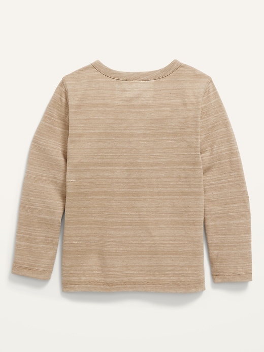 View large product image 2 of 2. Unisex Slub-Knit Long-Sleeve Henley T-Shirt for Toddler