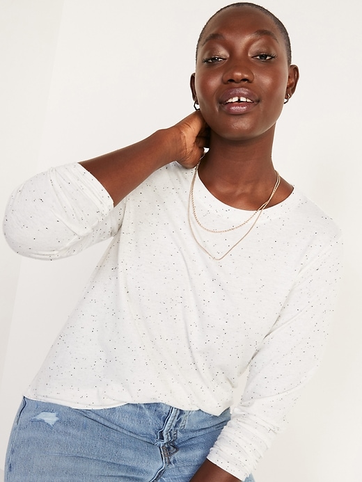 EveryWear Crew-Neck Speckled Long-Sleeve T-Shirt for Women