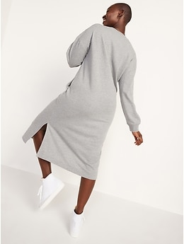 French-Terry Sweatshirt Midi Shift Dress for Women