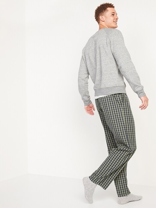 View large product image 2 of 3. Gingham-Pattern Poplin Pajama Pants