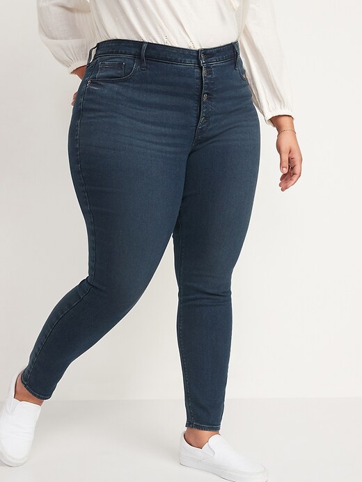 Image number 7 showing, High-Waisted Rockstar Button-Fly Super Skinny Jeans for Women