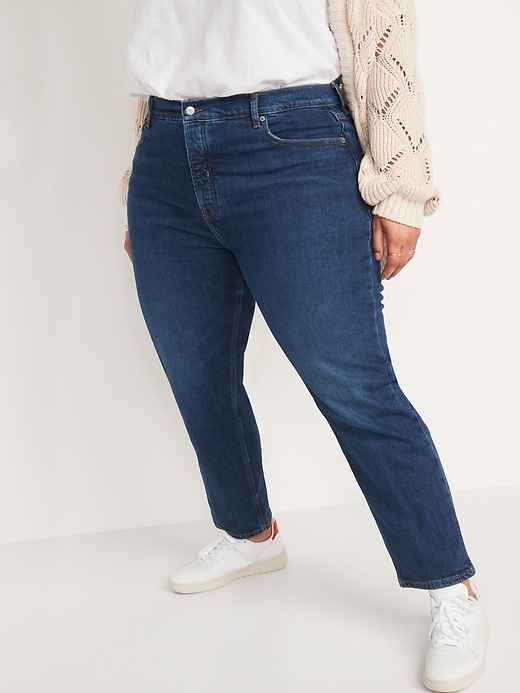 Image number 7 showing, Extra High-Waisted Button-Fly Sky-Hi Straight Jeans for Women