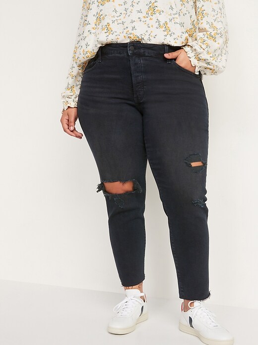 Image number 7 showing, High-Waisted O.G. Straight Button-Fly Cut-Off Jeans for Women