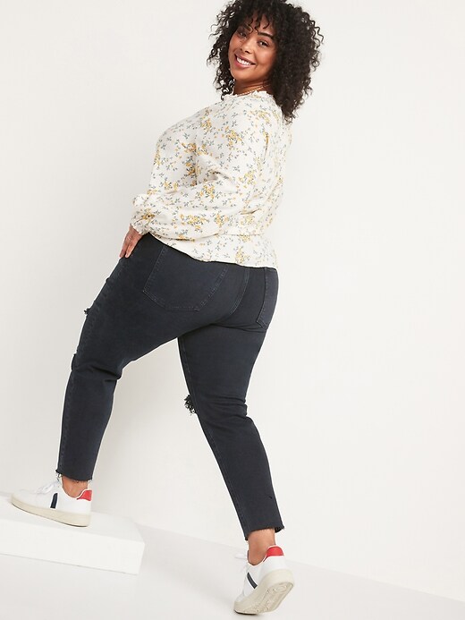 Image number 8 showing, High-Waisted O.G. Straight Button-Fly Cut-Off Jeans for Women